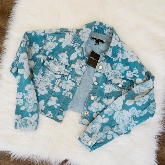 Forever 21 Jackets & Blazers - Forever 21 floral jean jacket